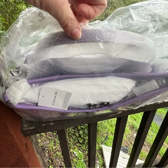 COACH Laurel Shoulder Bag Purple Pebble Leather Purse w Silver Hardware NEW! - Picture 8 of 12